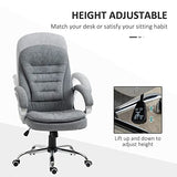 Vinsetto High Back Home Office Chair Executive Computer Chair with Adjustable Height, Upholstered Thick Padding Headrest and Armrest - Grey Vinsetto