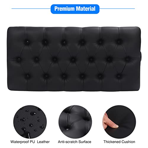 ALAPUR Adjustable Duet Piano Bench with Storage,Heavy Duty Wooden Double Keyboard Piano Bench Seat with PU Leather Cushion,Black ALAPUR