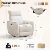HAOMARKETS Electric Swivel Rocker Recliner Chair, Power Faux Leather Glider Rocking Recliners for Adults,360° Swivel Nursery Reclining Sofa with USB Charging Port, White