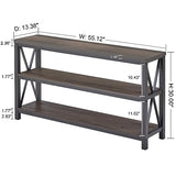 FATORRI Rustic Industrial Console Table with 3-Tier Shelves - Walnut Brown Entryway Sofa Table FATORRI