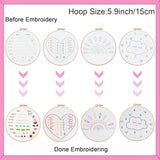 Louise Maelys 12 Pre-Stamped Embroidery Kits for Beginners, Cross Stitch for Kids Girls,DIY Needlepoint Craft Sewing,Practice Kit Supplies,Funny Cute Pattern,Perfect for Ages 8-12