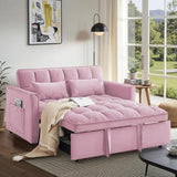 3 In 1 Velvet Convertible Sofa Bed, Pull Out Couch Bed with Reclining Backrest And 2 Pillows, 54" Full Size Loveseat Sleeper Sofa Futon Couch Bed, Couches For Small Spaces, Living Room (Pink) anwickjeff