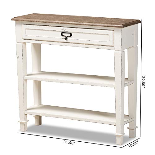 Baxton Studio Dauphine Traditional French 1-Drawer Accent Console Table, White Baxton Studio