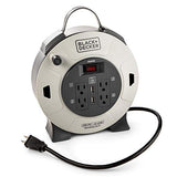 BLACK+DECKER 25 Ft. Retractable Extension Cord Reel With 4 Outlets, 2 USB Ports, Multi-Plug Extension, On/Off Switch & Heavy-Duty 16AWG SJT Cable Black + Decker