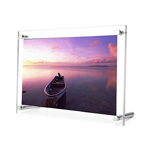 B&NN 8x10 Acrylic Picture Frame Floating Look，3MM + 3MM Thickness Clear Photo Frame ，Desktop Frameless Display ，Self Standing (8 x 10) B&NN