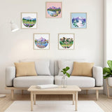 ERKOON Embroidery Kit for Beginners, 5 Sets Flower Cross Stitch Set for Adults Include Embroidery Cloth Hoops Threads for Craft Lover Hand Stitch with Skill Techniques (Landscape)