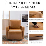 COLAMY Swivel Accent Chair Set of 2, Faux Leather Armchair with Solid Wood Base, Square Back and Soft Cushions for Living Room, Bedroom, Home Office, Small Spaces, Lightbrown COLAMY