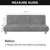 SmoothNovelty Armless Futon Cover Geometric Jacquard Plush Cover Stretch Sofa Bed Slipcover Furniture Protector Without Armrests with Elastic Bottom, Soft Jacquard Fabric Small Checks, Gray SmoothNovelty