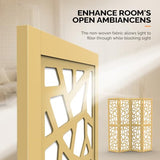 VINGLI 70'' H Room Divider, Non-Woven Fabric Privacy Screen, Indoor Partition Wall Dividers, Freestanding Hinged Space Separator with Modern Unique Pattern (Gold, 4 Panel) VINGLI