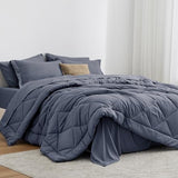 Love's cabin Twin Comforter Set Navy Blue, 5 Pieces Twin Bed in a Bag, All Season Bedding Sets with 1 Comforter, 1 Flat Sheet, 1 Fitted Sheet, 1 Pillowcase and 1 Pillow Sham Love's cabin