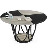 Tribesigns 47-Inch Round Conference Table for 4-6, Modern Meeting Table, Wooden Meeting Seminar Table, Simple Office Table for Office Conference Room Tribesigns