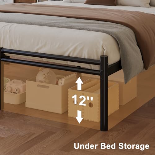 Yicensen Twin Bed Frames with Headboard and Footboard, 14 Inch Metal Platform Twin Size Bed Frame with Steel Slat Support, No Box Spring Needed, Noise Free, Easy Assembly, Black Yicensen