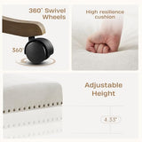 Zihanhome Armless Upholstered Office Chair with Wooden Legs, Modern Criss Cross Adjustable Home Office Desk Chair No Arms Sewing Chair Swivel Chair for Women Farmhouse Study Studio (Beige) Zihanhome