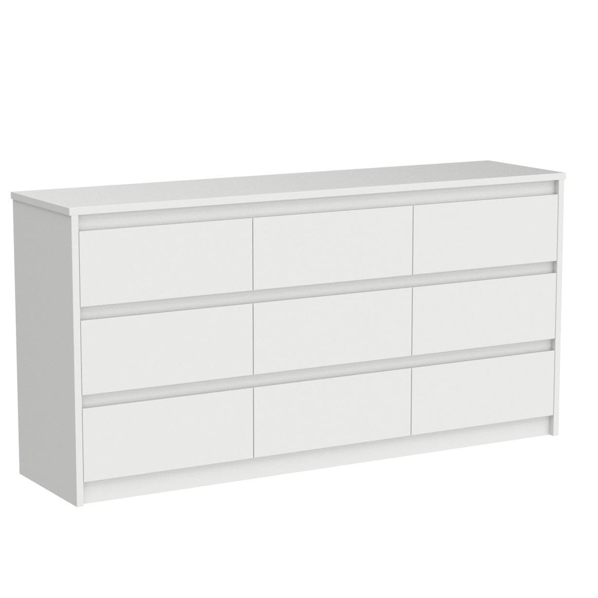 Hitow 9 Drawer Dresser for Bedroom with Deep Drawers, Large Floor Wood Dressers & Chest of Drawers Handle Free, Modern White Long Dressers for Closet Living Room (63" W x 15.7" D x 31.5" H) Hitow