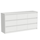 Hitow 9 Drawer Dresser for Bedroom with Deep Drawers, Large Floor Wood Dressers & Chest of Drawers Handle Free, Modern White Long Dressers for Closet Living Room (63" W x 15.7" D x 31.5" H) Hitow