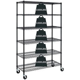 Garage Shelving, 78"x48"x18" Metal Shelves 6 Tier Wire Shelving Unit Adjustable Heavy Duty Sturdy Steel Shelving Rolling Cart with Casters for Pantry HCY