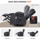 Swivel Recliner Chair for Adults,Oversized Rocker Recliner with Massage and Lumbar Heat,Rocking Chair with Side Pocket,2 Cup Holders,for Living Room