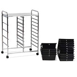 15 Drawer Rolling Storage Cart, Mobile Utility Cart with Lockable Wheels, Drawers, Multipurpose Organizer Cart for Home, Office, School, Black COSTWAY
