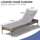 Crestlive Products Chaise Lounge Cushion Outdoor Set of 2, Foldable Waterproof Pool Lounge Chair Cushions with Straps, Lounger Cushions for Outdoor Furniture， 71''Lx21''W (Light Gray)