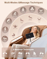 Msutree 3D Massage Chair Full Body, Zero Gravity SL-Track Shiatsu Massage Recliner Chair with Heat, AI Voice Control, Foot Rollers, Airbags, Auto Modes, Smart Screen Controller, White Msutree