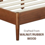 NTC Lupin Dark Walnut Wooden Bed Frame with Headboard - Effortless Assembly and Silent Slats, Queen Size NTC