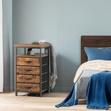 Huuger Night Stand with Charging Station, 4 Drawer Dresser for Bedroom, Bedside Table, 33.9 Inch Tall Nightstand with Open Shelf, End Table, for Closet, Entryway, Bedroom, Rustic Brown Huuger