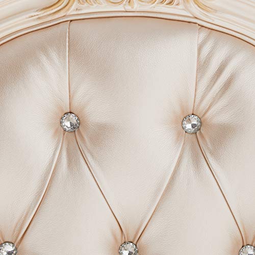 Acme Chantelle Queen Bed in Rose Gold PU & Pearl White ACME Furniture