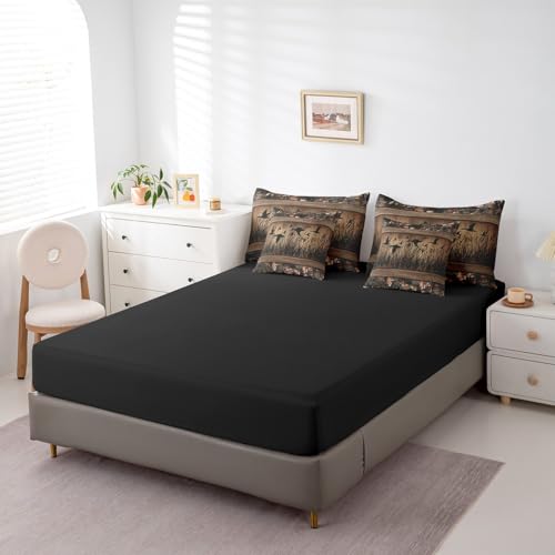 Erosebridal 7 Piece Camo Mallard Duck Comforter Set with Sheets for Kids Boys Men Rustic Farmhouse Cabin Bed in A Bag Queen,Hunting Woodland Duck Bedding Set Country Wood Board Animal Bed Set Erosebridal