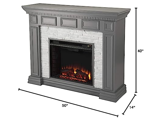 SEI Furniture Dakesbury Faux Stacked Stone 50" Electric Fireplace, Gray