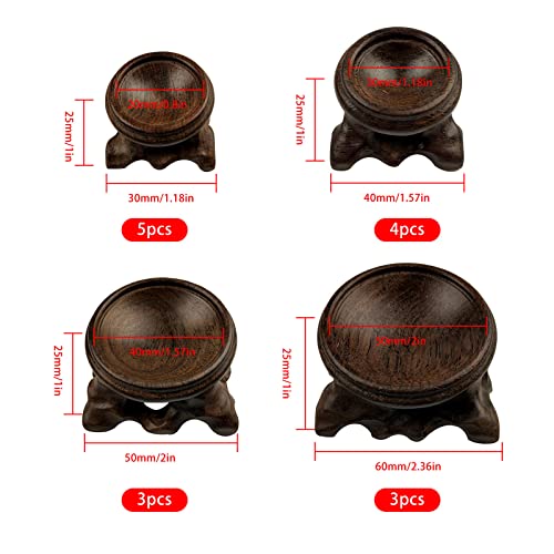 15 Pcs Mini Wooden Crystal Sphere Stands, Wooden Display Stand Crystal Ball Stand Globe Gem Base Hollow Quartz Ball Orb Holder Egg Base Wood Stand Decor Display, 0.8 Inch, 1.18 Inch, 1.57 Inch, 2 Inch CDIYTOOL