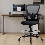 Drafting Chair, Ergonomic Tall Office Chair for Standing Desk, Counter Height Desk Chair with Adjustable Padded Armrests and Footrest Ring Standing Desk Chair Adjustable Height with Lumbar Support TOPBSHODC