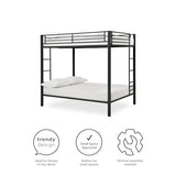 DHP Full Over Full Metal Bunk Bed, Black, Space-Saving Kids Furniture, Sturdy Frame, Guard Rails, Integrated Ladder DHP