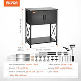 VEVOR Aquarium Stand, 20 Gallon Fish Tank Stand, 25.6 x 16.5 x 31.9 in Steel and MDF Turtle Tank Stand, 167.6 lbs Load Capacity, Reptile Tank Stand with Storage Cabinet and Embedded Power Panel, Black VEVOR