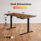 Agilestic Electric Standing Desk, L-Shaped 55 Inches Height Adjustable Desk, Sit and Stand up Desk for Work Office Home, Ergonomic Rising Computer Table for Home Office with Splice Board, Dark Walnut Agilestic