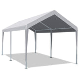 ADVANCE OUTDOOR 10x20 ft Steel Carport with Adjustable Height from 9.5 to 11 ft, Heavy Duty Car Canopy Garage Party Tent Boat Shelter Portable, Gray ADVANCE OUTDOOR
