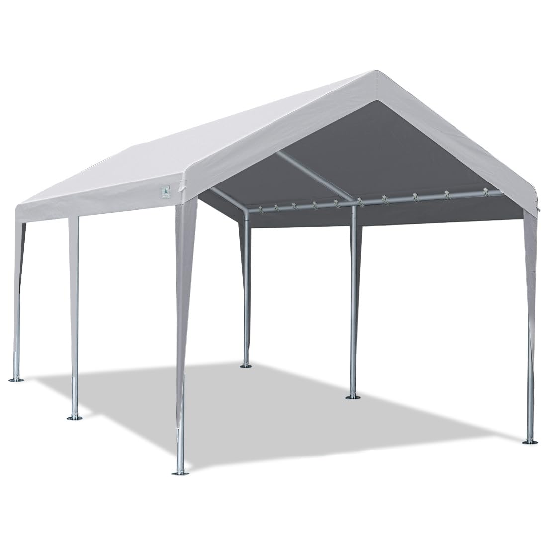 ADVANCE OUTDOOR 10x20 ft Steel Carport with Adjustable Height from 9.5 to 11 ft, Heavy Duty Car Canopy Garage Party Tent Boat Shelter Portable, Gray - WoodArtSupply