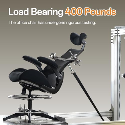 BOLISS Drafting Office Chair 400lbs High Back Wide Standing Desk Chair Comfortable with Flip up Armrests Lumbar Support Adjustable Big Footrest Ring(Black) BOLISS