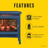 duraflame Freestanding Electric Fireplace Stove Heater with 3D Flame Effect for 1,000 Sq. Ft. Room, Navy Duraflame