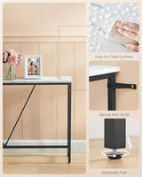 VASAGLE Console Sofa Table, Narrow Entryway Table, for Living Room, Bedroom, Easy Assembly, Marble White and Ink Black ULNT020W01 VASAGLE