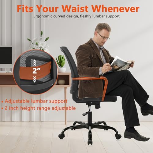 CLATINA Ergonomic Rolling Mesh Desk Chair with Executive Lumbar Support and Adjustable Swivel Design for Home Office Computer Black 8 Pack CLATINA