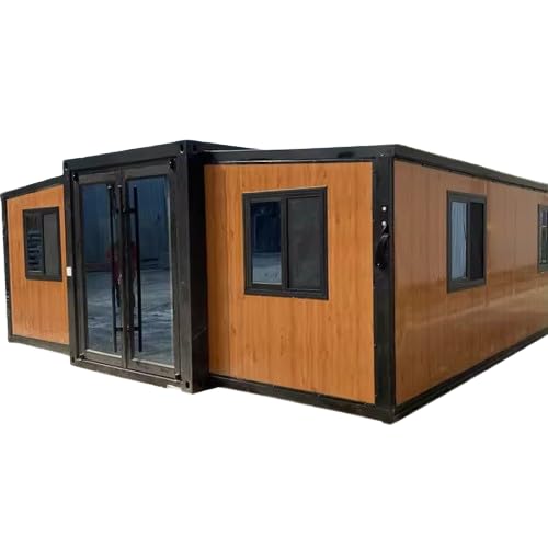 Generic Portable Prefabricated Tiny Home 20ft, Mobile Expandable Plastic Prefab House for Hotel, Booth, Office, Guard House, Shop, Villa, Warehouse, Workshop, Brown, PNS-001