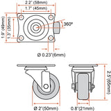 FactorDuty 8 Pack 2" Swivel Caster with Brake Wheels Hard Rubber Base w/Top Plate & Bearing (2" Combo-8 pcs) FactorDuty