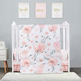 PINNKKU 3-Piece Crib Bedding Set for Boy Girls, Includes Crib Skirt, Blanket, Sheet, Baby Bedding, Floral, Mini Size PINNKKU