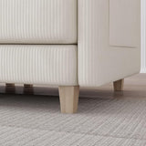 LIKIMIO 91.1" Modern L-Shaped Sectional Sofa for Living Room, 3-Seater Comfy Couch with Deep Seat and Movable Ottoman, Corduroy Upholstered Modular Sofa, Beige LIKIMIO