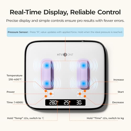 HTVRONT Heat Press Machine for T Shirts - Portable 12X10 Heat Press with Pressure Display, Heats Up Fast & Evenly H10 Heat Press Machines for HTV, Sublimation, Heat Transfer Projects HTVRONT