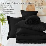 CozyLux Twin Comforter Set Black, 5 Pieces Bed in a Bag Twin Comforter Set with Sheets, All Season 5PC Bed Sets with Down Alternative Comforter, Fitted Sheet, Flat Sheet, Pillow Sham and Pillowcase CozyLux
