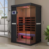 DAIMOT 2-Person Full Spectrum Sauna, 1990W 120V with 12"*12" Red Light Therapy, 2 Speakers, Indoor Dry Sauna for Home & Gym, Canadian Hemlock Wood DAIMOT
