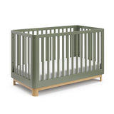 Storkcraft Santos 3-in-1 Convertible Crib (Olive with Natural) – GREENGUARD Gold Certified, Fits Standard Crib Mattress, Converts to Toddler Bed and Daybed, Rounded Details, Designer Edition Storkcraft