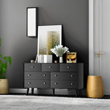 Wananlanen 7 Drawers Dresser for Bedroom, 55'' Dressers & Chests of Drawers with Gold Handles and 7 Large Drawer, Modern Double Wooden Storage Organizer Cabinet, Hallway, Black Wananlanen