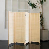 Loomveil 4 Panel Short Room Divider Folding Screen,47 inch Bamboo Panel Divider for Home Partition,Beige Loomveil